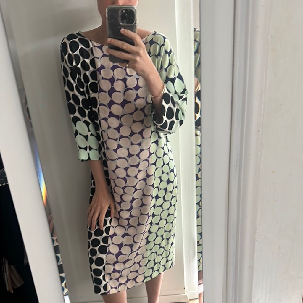 Diane Von Furstenberg Multi Color Dress With Dolman Sleeves